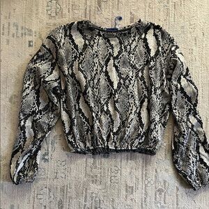 Zara Black and Cream Snakeskin Blouse